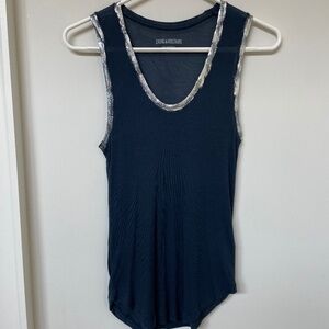 Zadig and Voltaire Tam Silver Foil Tank